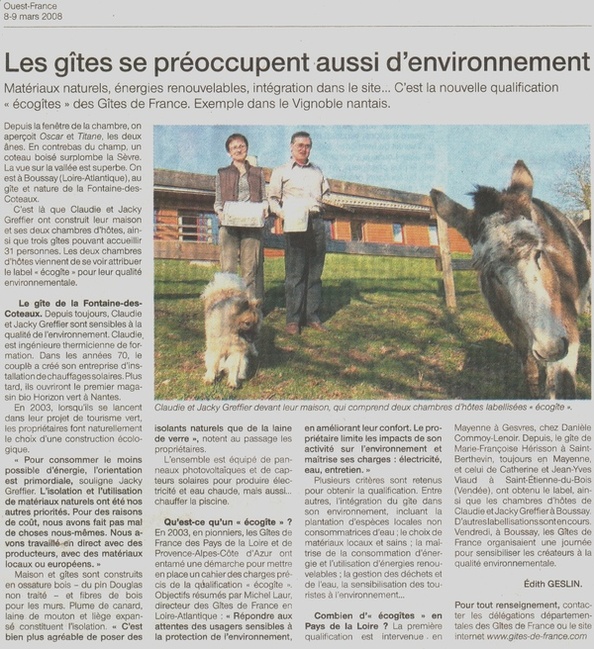 Les g�tes se pr�occupent aussi d'environnement.