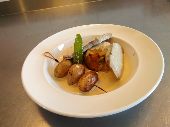 Noix de veau et son flan du potager